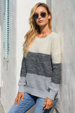 Maglione pullover con trama a rete color block da donna