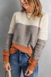 Maglione pullover con trama a rete color block da donna