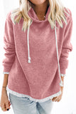 Lace Trim Solid Pullover Hoodie