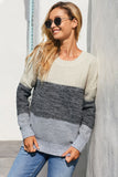 Maglione pullover con trama a rete color block da donna