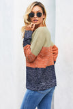 Maglione pullover con trama a rete color block da donna