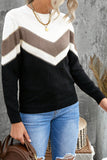 Women's Chevron Colorblock Crew Neck Sweater