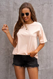 Solid Half Sleeve Loose T Shirts For Ladies