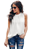 Solid Frilled Neck Swiss Dot Tank