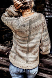 Women's Plaid Crew Neck Knitted Pullover Sweater