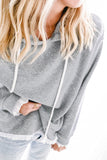 Lace Trim Solid Pullover Hoodie