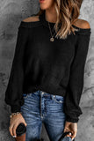 Women's Cotton Cold Shoulder Hollow Out Back Sweater