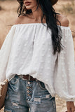 white off the shoulder puff sleeve top