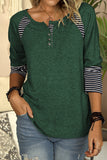 Casual Striped Color-Block Crew Neck Shirt