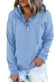 Women's Snap Button Pullover Hoodie with Pocket Solid Color Drawstring Sweatshirts