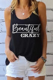 Sexy Scoop Neck Letter Print Tank Top