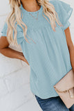 Frilled Collar Small Dot Tiered Short Sleeve Top