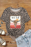 T-shirt grafica girocollo con stampa Wild Leopard Bull Head