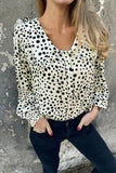 Black Polka Dot Ruffle Puff Sleeve Blouse