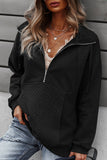 Half Zipper Pullover Sweatshirt with Kangeroo Pocket