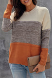 Maglione pullover con trama a rete color block da donna