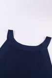 Slim Ribbed Knit Navy Blue Tank Top