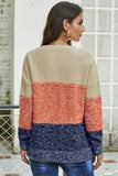 Maglione pullover con trama a rete color block da donna