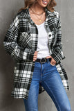 Khaki Grid Print Boyfriend Shirt Coat