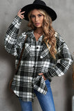 Khaki Grid Print Boyfriend Shirt Coat