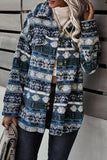 Tribal Print Pocket Buttoned Sherpa Jacket