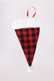 Plaid Print Christmas Hat Shape Cutlery Cover