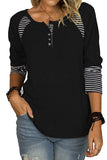 Casual Striped Color-Block Crew Neck Shirt