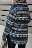 Tribal Print Pocket Buttoned Sherpa Jacket