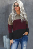 Maglione pullover con trama a rete color block da donna