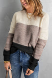 Maglione pullover con trama a rete color block da donna