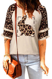 Top patchwork con maniche leopardate arruffate