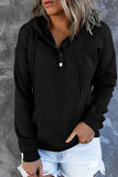 Women's Snap Button Pullover Hoodie with Pocket Solid Color Drawstring Sweatshirts