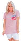 Magliette casual da donna con tasca bandiera americana