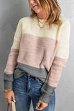 Maglione pullover con trama a rete color block da donna