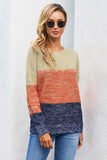 Maglione pullover con trama a rete color block da donna