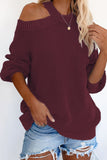 Women's Cotton Cold Shoulder Hollow Out Back Sweater