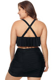 Strappy Ruffle Plus Size Two Piece Swimwear