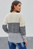 Maglione pullover con trama a rete color block da donna