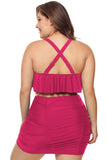 Strappy Ruffle Plus Size Two Piece Swimwear