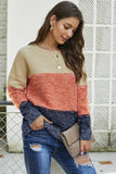 Maglione pullover con trama a rete color block da donna