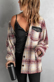 Plaid Print Long Sleeve Button-up Jacket with Pocket