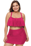 Strappy Ruffle Plus Size Two Piece Swimwear