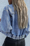 Turn Down Collar Pocket Buttoned Denim Jacket