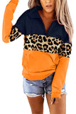 Color Block Zip Neck Pullover Sweatshirt