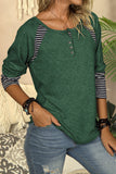 Casual Striped Color-Block Crew Neck Shirt