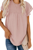 Frilled Collar Small Dot Tiered Short Sleeve Top