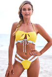 Top bikini a fascia Costume da bagno a pois con volant