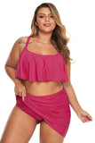 Strappy Ruffle Plus Size Two Piece Swimwear