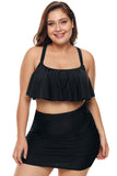 Strappy Ruffle Plus Size Two Piece Swimwear