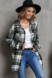 Khaki Grid Print Boyfriend Shirt Coat